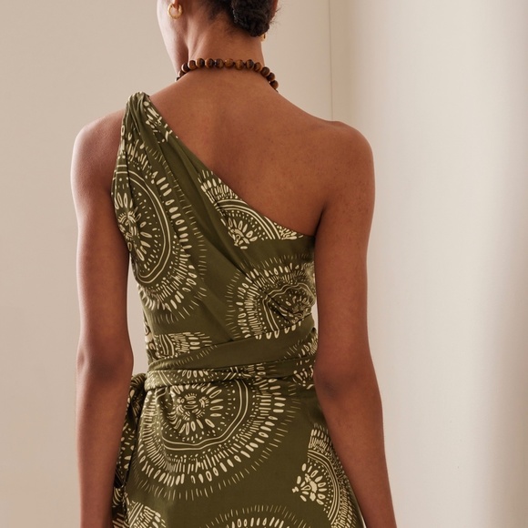 Andres Otalora Green One-Shoulder Shell Embellished Mini Dress - Picture 8 of 16